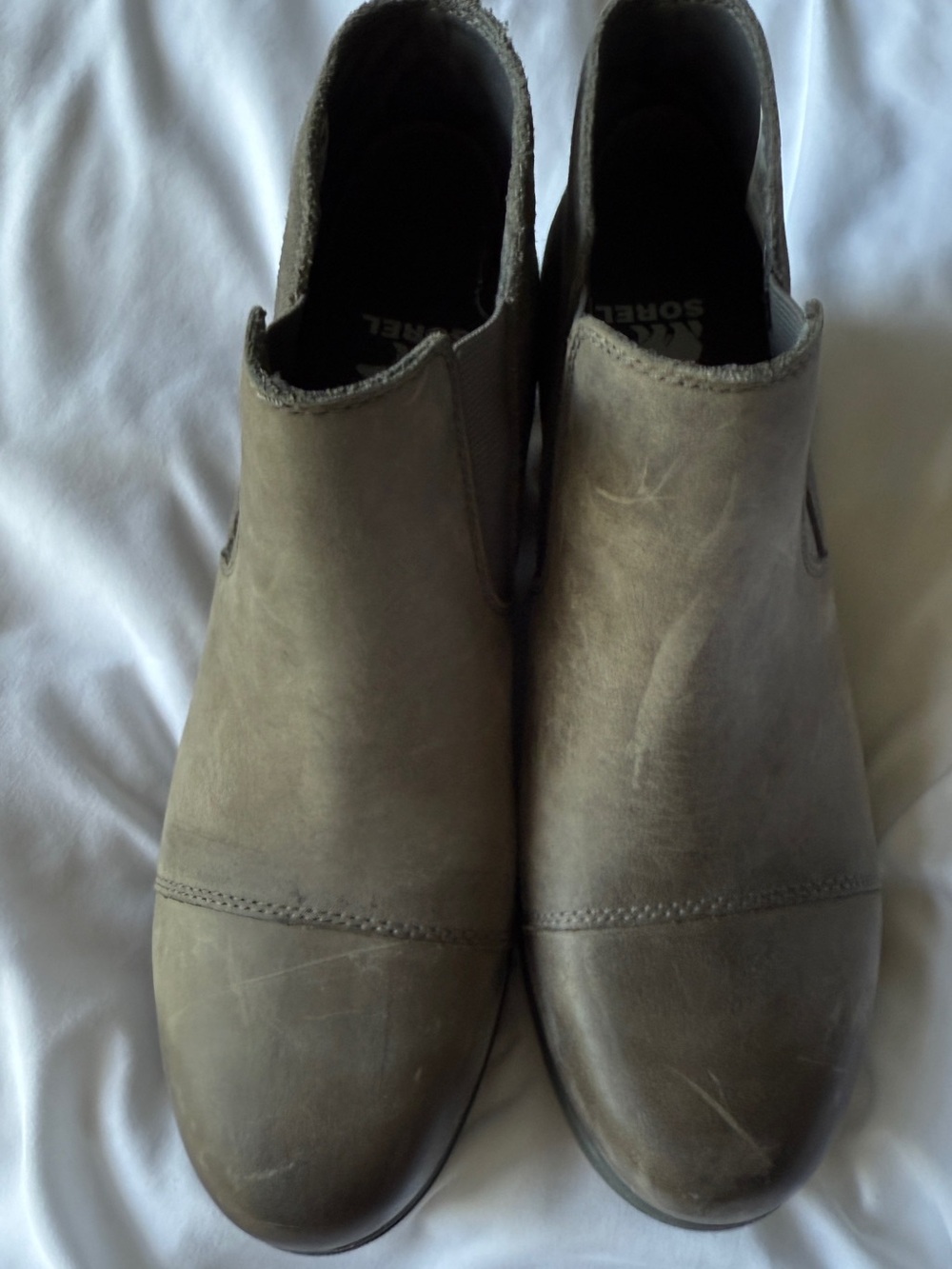 SOREL ladies grey Leather /suede Chelsea Slip-On Boot